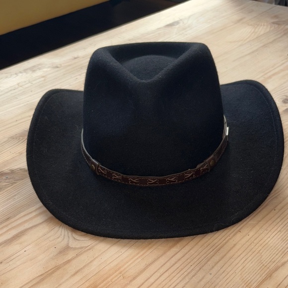 🐑🇦🇺NEW Conner Hats Black Handmade Australia 100% Wool Outback Hat Brown Band $95 - Picture 9 of 10